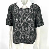 Elizabeth and James The Carnie Women's Blk White Size L Layered Lace Long Sleeve