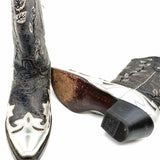 CORRAL Women's Black Silver Size 9 Cowboy Leather rosettes Boots