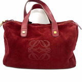 LOEWE Red Boston Anagram Suede Satchel