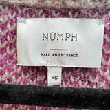 Numph Nina Women's Pink Size XS V-Neck Wool Blend Stripe Sweater