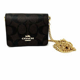 Coach Mini Wallet on Chain Brown Black Crossbody Signature Coin Purse