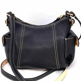Dooney & Bourke Black Zip Pebbled Leather Side Pocket Crossbody
