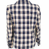 Saint Laurent rive gauche Cream Navy Size 40/8 Wool Plaid Made in France Blazer