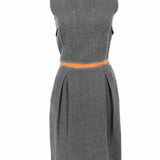 DOLCE & GABBANA Women's Gray sheath Silk Ruffles Wool Blend Size 42/S Dress