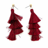 Statement Burgundy Tassel Earrings