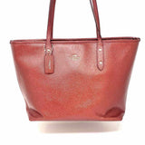 Coach City Zip Red Metallic Leather Made in Philippines Tote