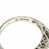 Estate size 6 .925 Sterling Silver Square Cut Filigree Cubic Zirconia Ring