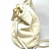 Prada White Hobo Pebbled Leather Shoulder Bag