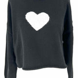 saltwater LUXE Women's Black White Size S Crop Heart Sweater