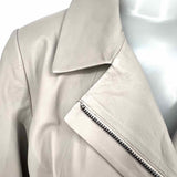 Pure Collection Women's Gray Size 12 Collared Leather Zip Jacket