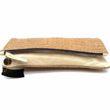 Clare V. Beige Foldover Croc Embossed Leather Clutch