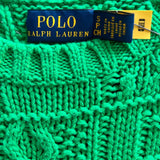 Polo Ralph Lauren Women's Green Size SP Cable Knit Flag Sweater