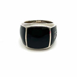 DAVID YURMAN size 8.5 925 Sterling Silver Black Signet Chevron Onyx Ring