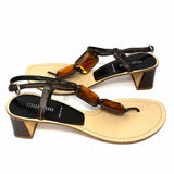 miu miu Women's Brown Orange Size 39/8.5 Thong Embelished Sandals