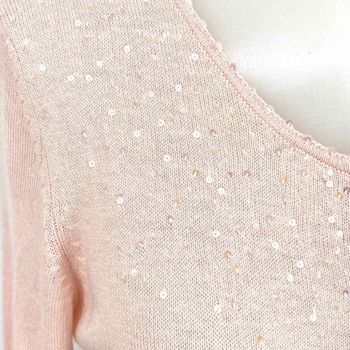 Rebecca Taylor Women's Pink Silk Blend Sequined Size L Cardigan