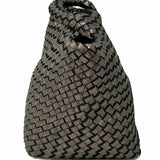 Naghedi St. Barths Small Neoprene Gunmetal Woven Glitter Satchel w/ Pouch