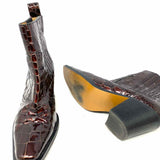 Ganni Women's Burgundy Size 38/8 Chelsea Croc Embossed Bootie