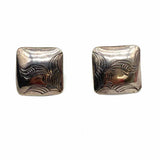Silver Square Engraved Earrings