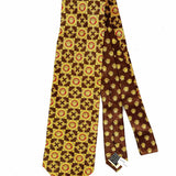 GIANNI VERSACE Silk Yellow Brown Checkered Medusa Necktie