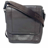 TUMI Brown Flap Pebbled Leather Messenger Bag