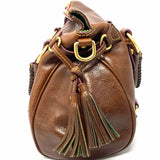 Dooney & Bourke Florentine Brown Zip Tassel Pebbled Leather Satchel