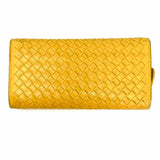 Bottega Veneta Yellow Accordion Intrecciato Leather Wallet