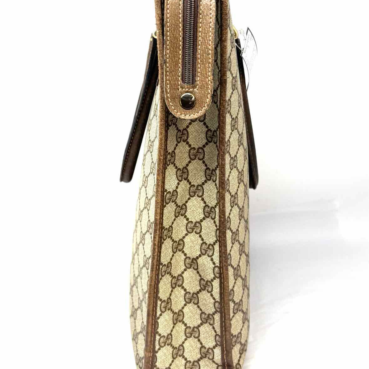 Gucci Ophidia Coated Canvas Beige Zip Top GG Web Accent Tote
