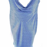 Halogen Women's Blue Size XL Cowl Neck Abstract Sleeveless