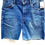 Mother Looker Women's Blue Size 28/6 High Waisted Raw Hem Shorts