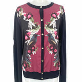 Ted Baker Women's Black Size 8/10 Button Down Floral Birds Long Sleeve