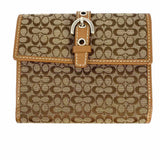 Coach Canvas Brown Compact Buckle Signature Wallet