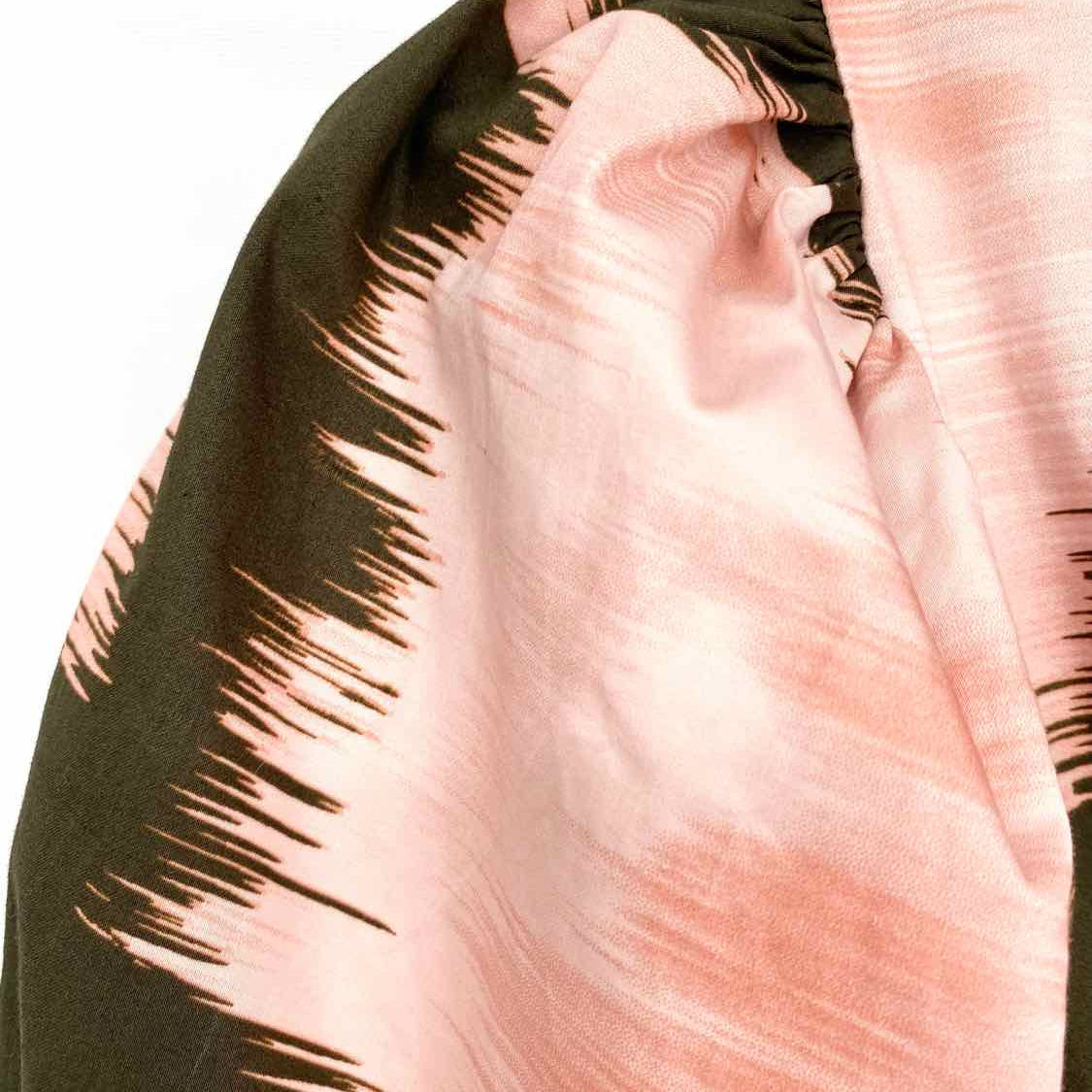 hutch Women's Brown Pink Size S Puff Sleeve Abstract Jump Suit