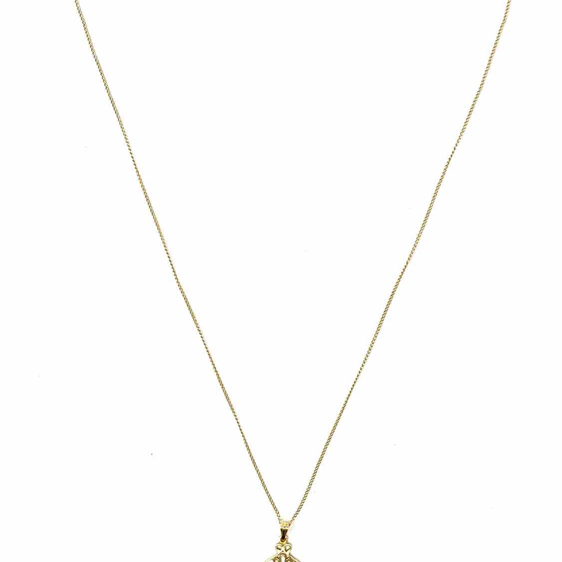 Estate 14k Gold Circle Pendant 19.5" Filigree Necklace