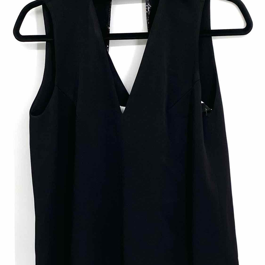 Galvan London Sequined Cortado Women's Black Size 2 V-Neck Satin Sleeveless