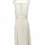 Club Monaco Women's Light Gray Size 6 Belted Button Down Dress