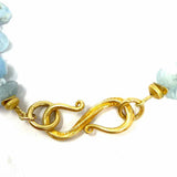 Carolyn Markis Gold Vermeil Gold Blue Beaded 16" Aquamarine Druzy Necklace