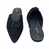 Birdies Women's Black Size 8 Flat Suede Flower Mules
