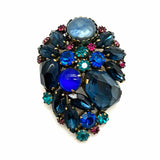 Weiss Blue Teardrop Cluster Crystal Brooch