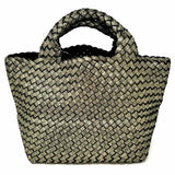 Naghedi St. Barths Small Neoprene Gold Woven Glitter Satchel w/ Pouch