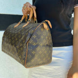 LOUIS VUITTON 1987 Speedy 35 Coated Canvas Brown Monogram Made in France Satchel