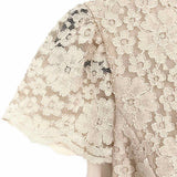 alice+olivia Women's Beige Size L Keyhole Lace Short Sleeve Bodysuit