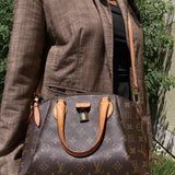 LOUIS VUITTON 2019 Rivoli PM Coated Canvas Brown Boston Monogram Satchel