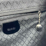 Gucci Vintage Nylon Black Drawstring Patent Leather BackPack w/ Bamboo Accents