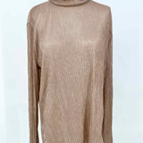 BCBG Max Azria Women's Gold Size XL Turtleneck Shimmer Long Sleeve