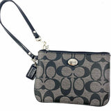 Coach Coated Canvas Black Gray Zip Signature Wristlet