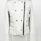 IRO Rojan Women's White Size 38/6 Asymmetrical Leather Moto Jacket