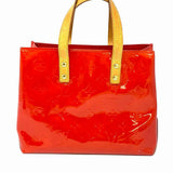 LOUIS VUITTON 2003 Reade PM Red Mini Monogram Vernis Leather Tote