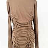 W by Worth Women's Brown Size L V-Neck Ruched Long Sleeve