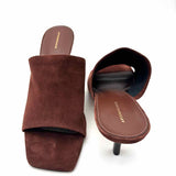 Anthropologie Women's Brown Size 41/10.5 Kitten Heel Suede Slide