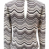 RAMY BROOK Women's Black White Size M Mock Neck Chevron Long Sleeve